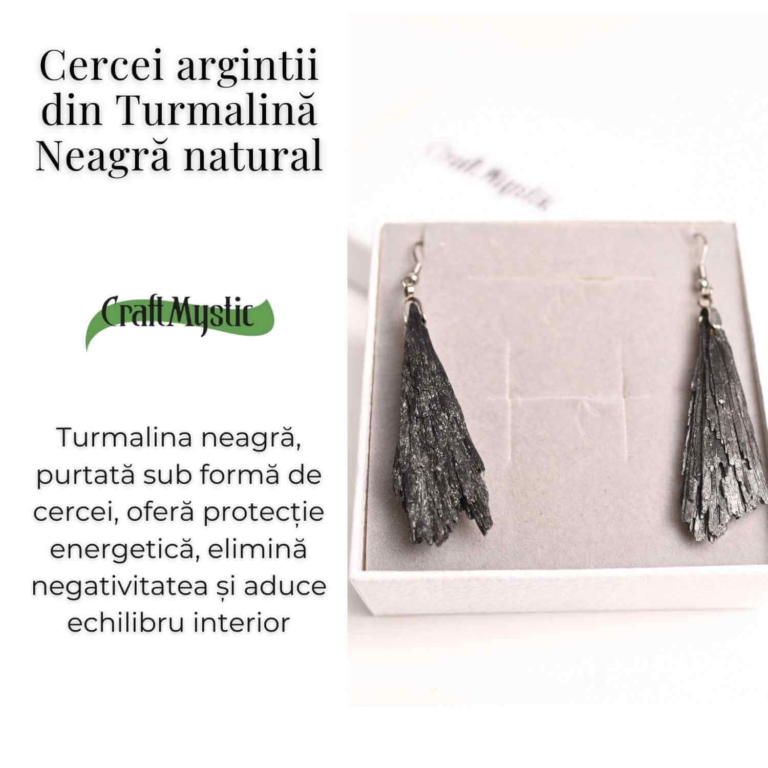 Cercei cu Turmalina Neagra model Aripa – Protectie si Eleganta Naturala