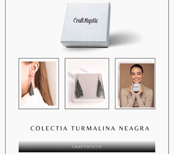 Cercei cu Turmalina Neagra model Aripa – Protectie si Eleganta Naturala