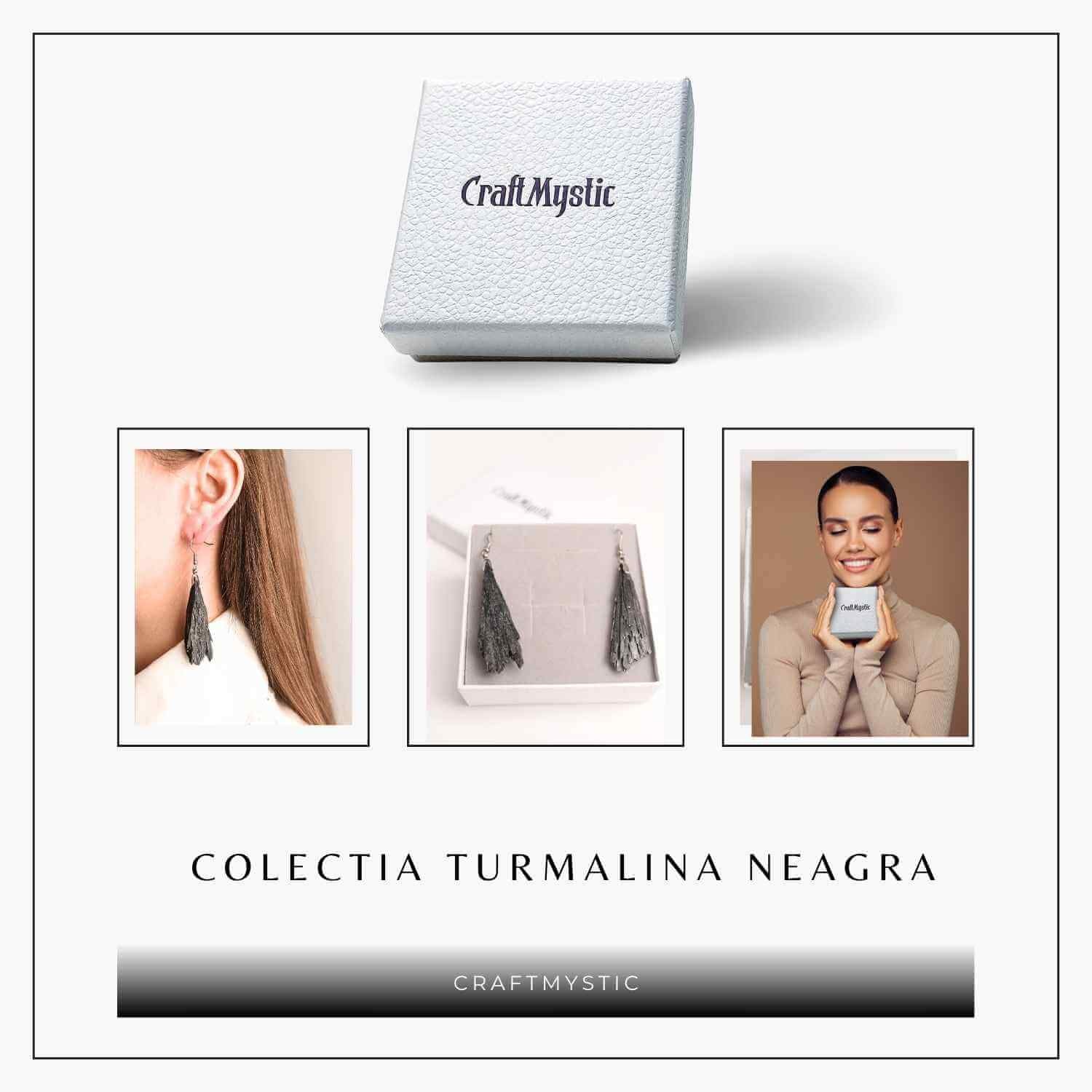 Cercei cu Turmalina Neagra model Aripa – Protectie si Eleganta Naturala