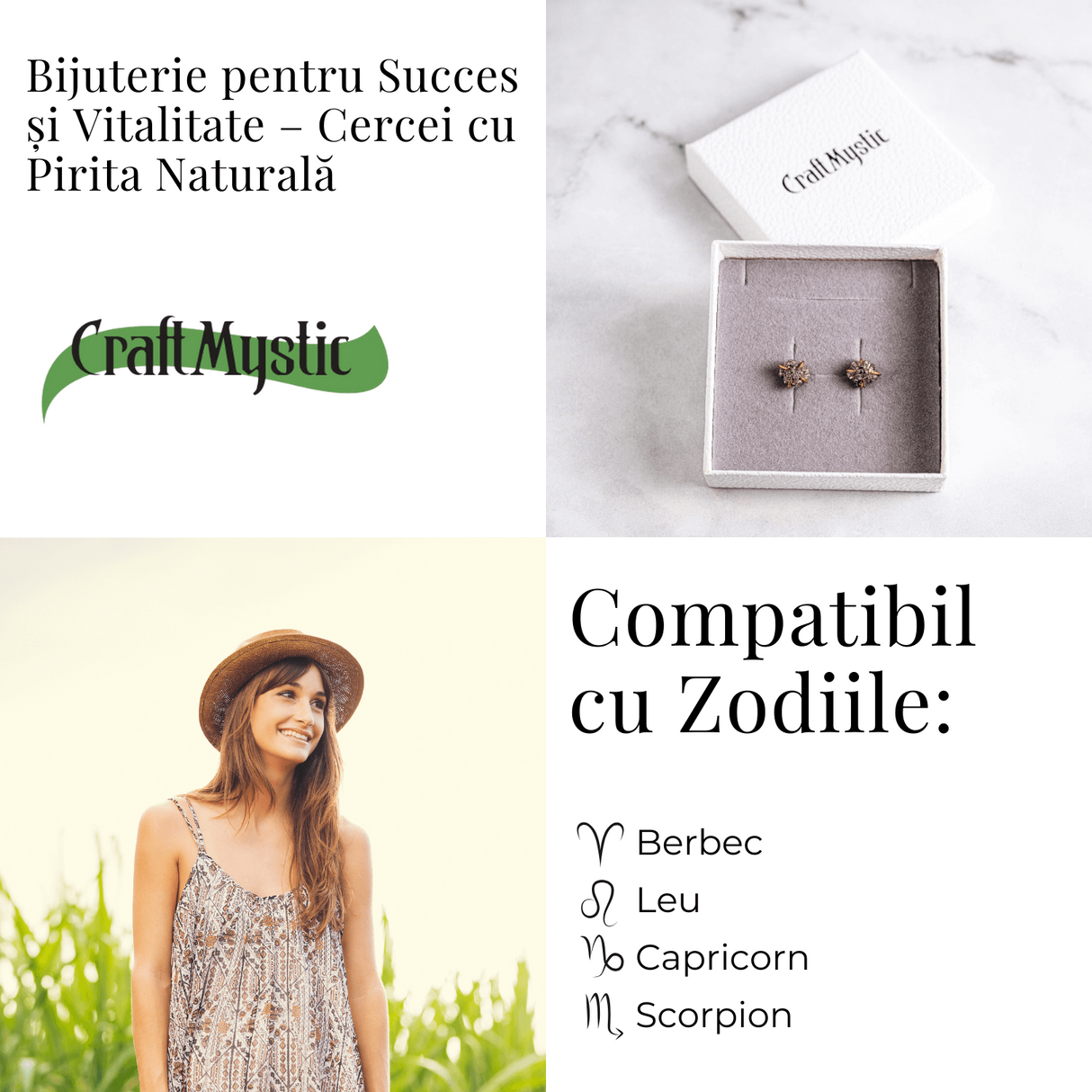 Bijuterie pentru succes si vitalitate – Cercei aurii cu Pirita naturala