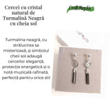 Cercei Argintii cu Turmalina, Cheia Sol si Stea, Protectie si Eleganta Unica