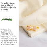 Bijuterie a Iubirii – Cercei cu Cuart Roz si Finisaj Auriu