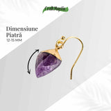 Cercei Aurii Eleganti cu Ametist Natural Fatetat – Eleganta si Protectie