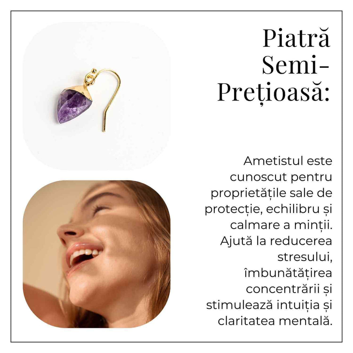 Cercei Aurii Eleganti cu Ametist Natural Fatetat – Eleganta si Protectie