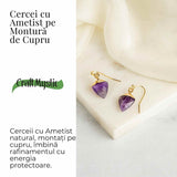 Cercei Aurii Eleganti cu Ametist Natural Fatetat – Eleganta si Protectie