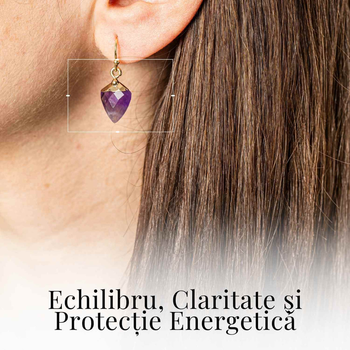 Cercei Aurii Eleganti cu Ametist Natural Fatetat – Eleganta si Protectie
