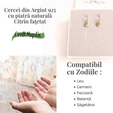Cercei Citrin Fatetat cu Argint 925 - Abundenta si Energie Pozitiva