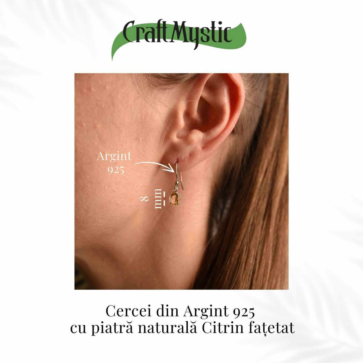 Cercei Citrin Fatetat cu Argint 925 - Abundenta si Energie Pozitiva