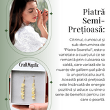 Cercei Lungi cu Pietre Semipretioase de Citrin Natural si Elemente din Alama, Bijuterii Aurii pentru Femei