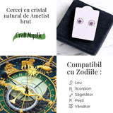 Cercei model sferic cu Ametist Brut – Calm si Claritate Spirituala