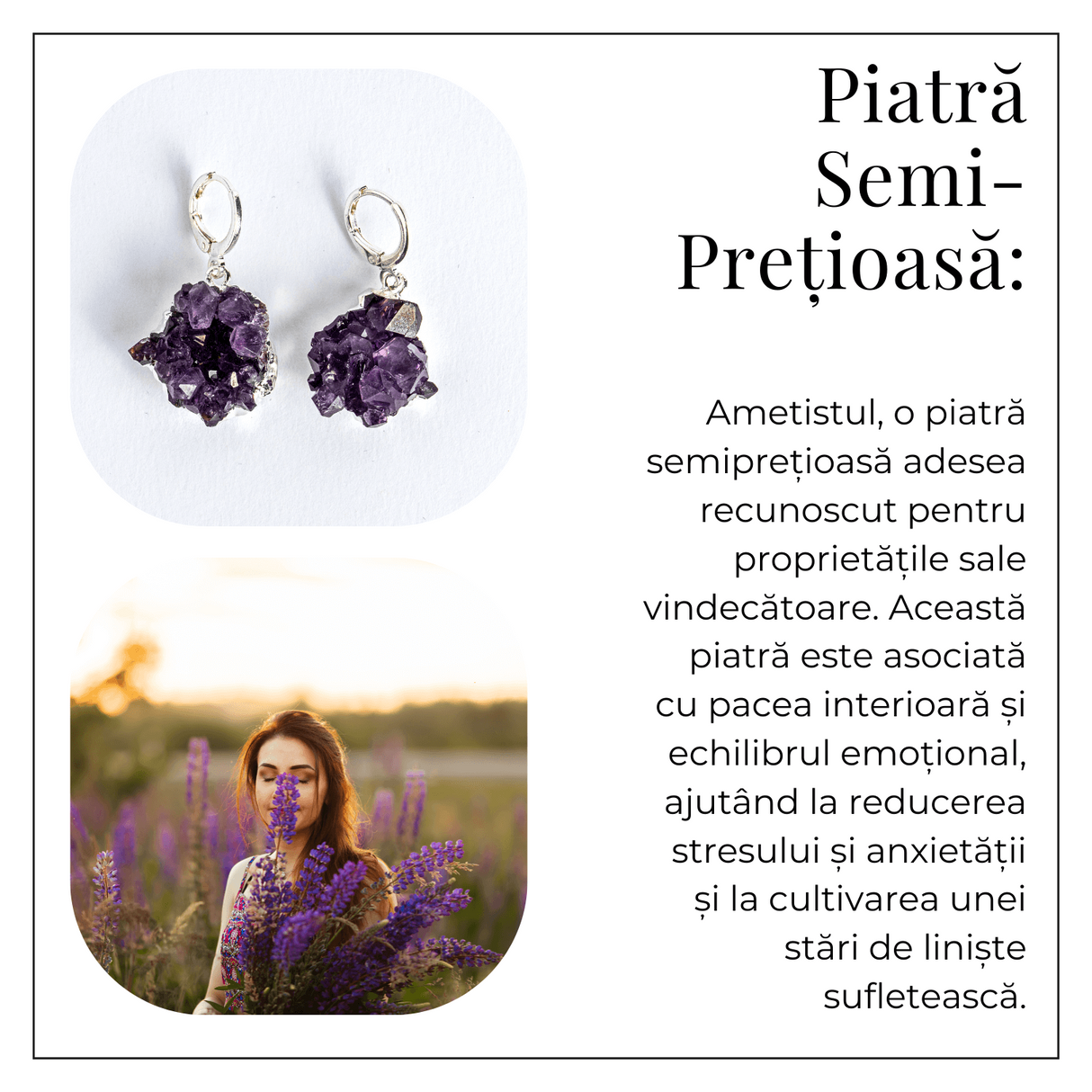 Cristal viu la urechile tale – Cercei ametist pentru intuitie si liniste