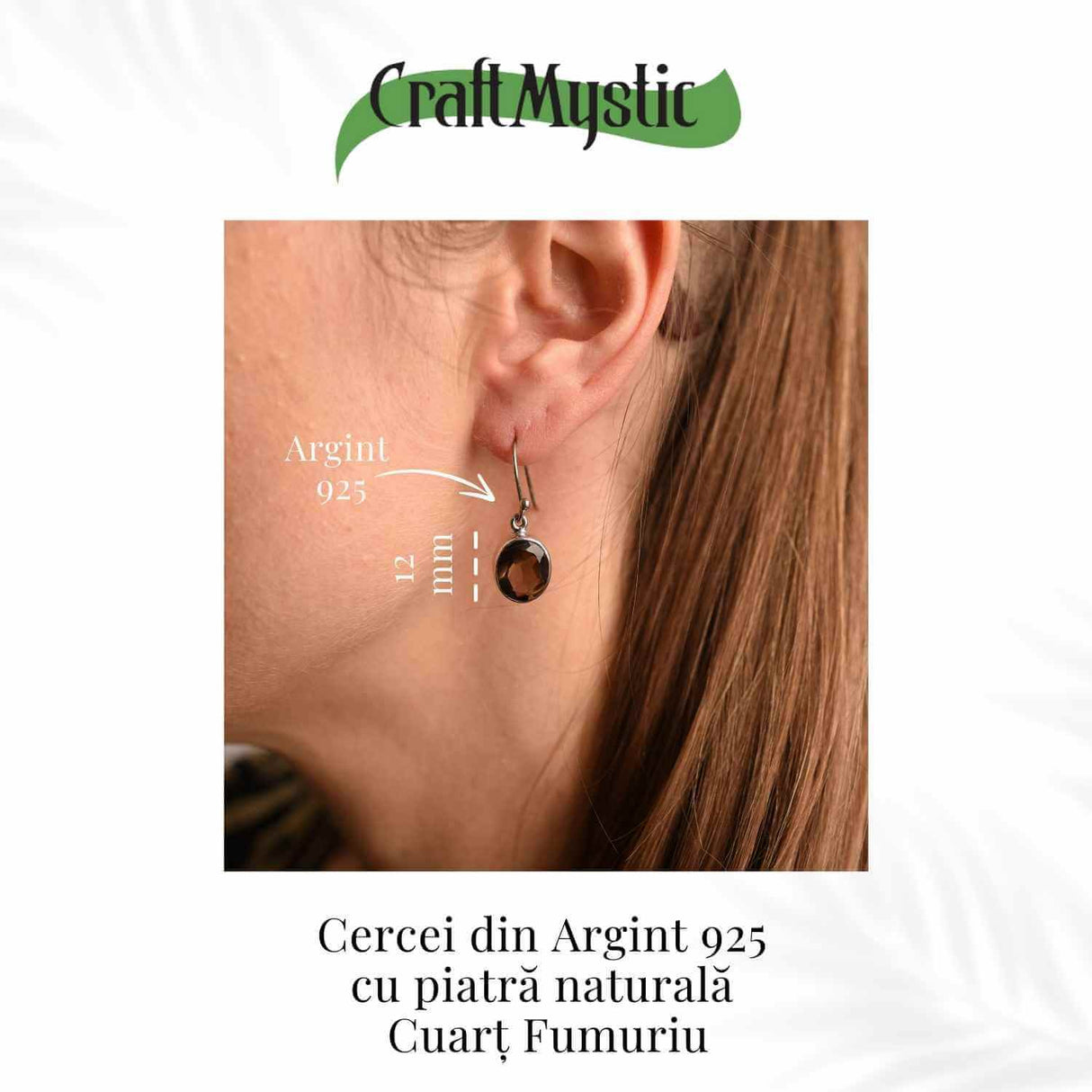 Cercei Cuart Fumuriu cu Argint 925 - Protectie si Claritate Mentala