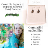 Cercei Cuart Fumuriu cu Argint 925 - Protectie si Claritate Mentala