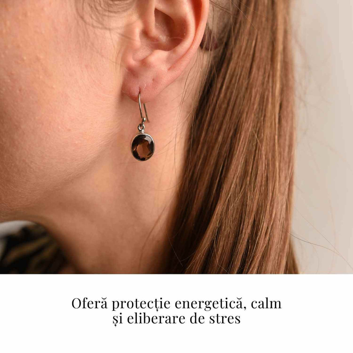 Cercei Cuart Fumuriu cu Argint 925 - Protectie si Claritate Mentala