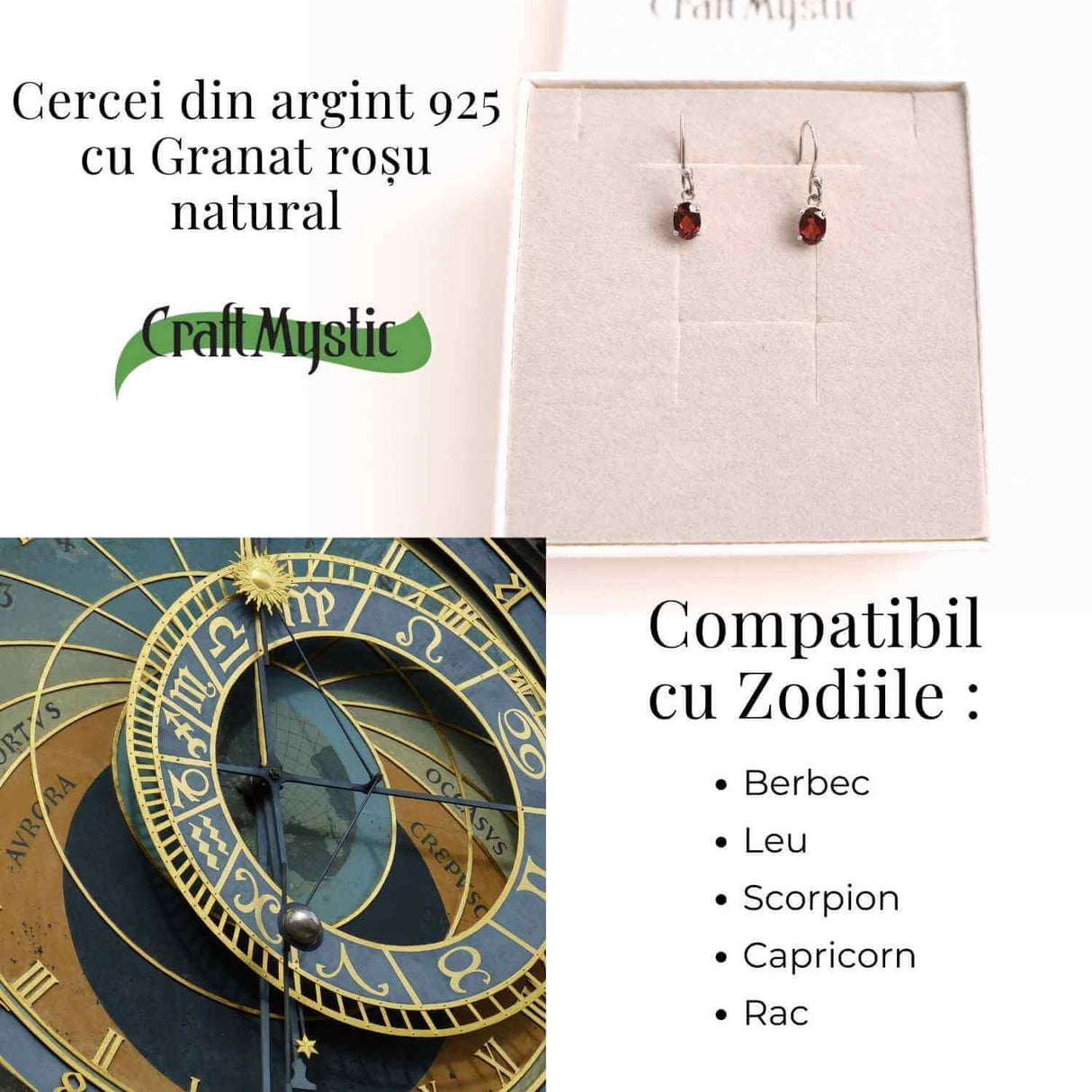 Cercei din Granat Fatetat cu Argint 925 - Eleganta si Energie Vitala