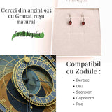 Cercei din Granat Fatetat cu Argint 925 - Eleganta si Energie Vitala