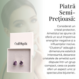 Cercei Argintii cu Ametist Cluster Natural 20-25mm, Forma Neregulata