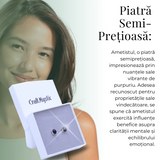 Cercei Eleganti cu Ametist Natural inchidere pe surub, pentru calm si echilibru