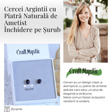 Cercei Eleganti cu Ametist Natural inchidere pe surub, pentru calm si echilibru