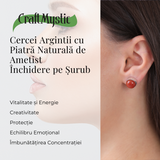 Cercei Eleganti cu Carneol Natural, inchidere pe surub, pentru energie si curaj