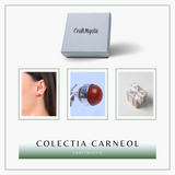Cercei Eleganti cu Carneol Natural, inchidere pe surub, pentru energie si curaj