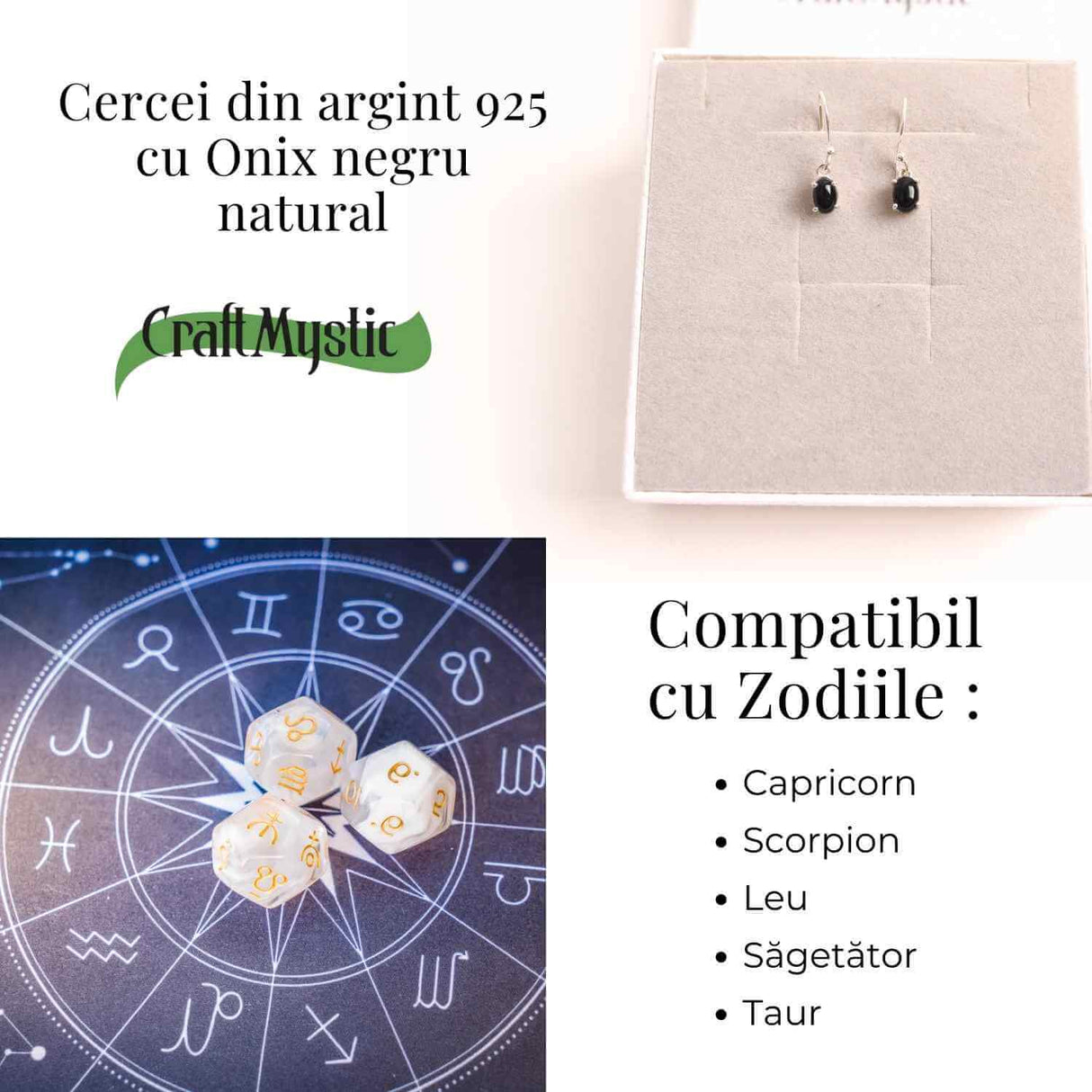 Cercei onix negru din argint 925 – Protecție si putere interioara