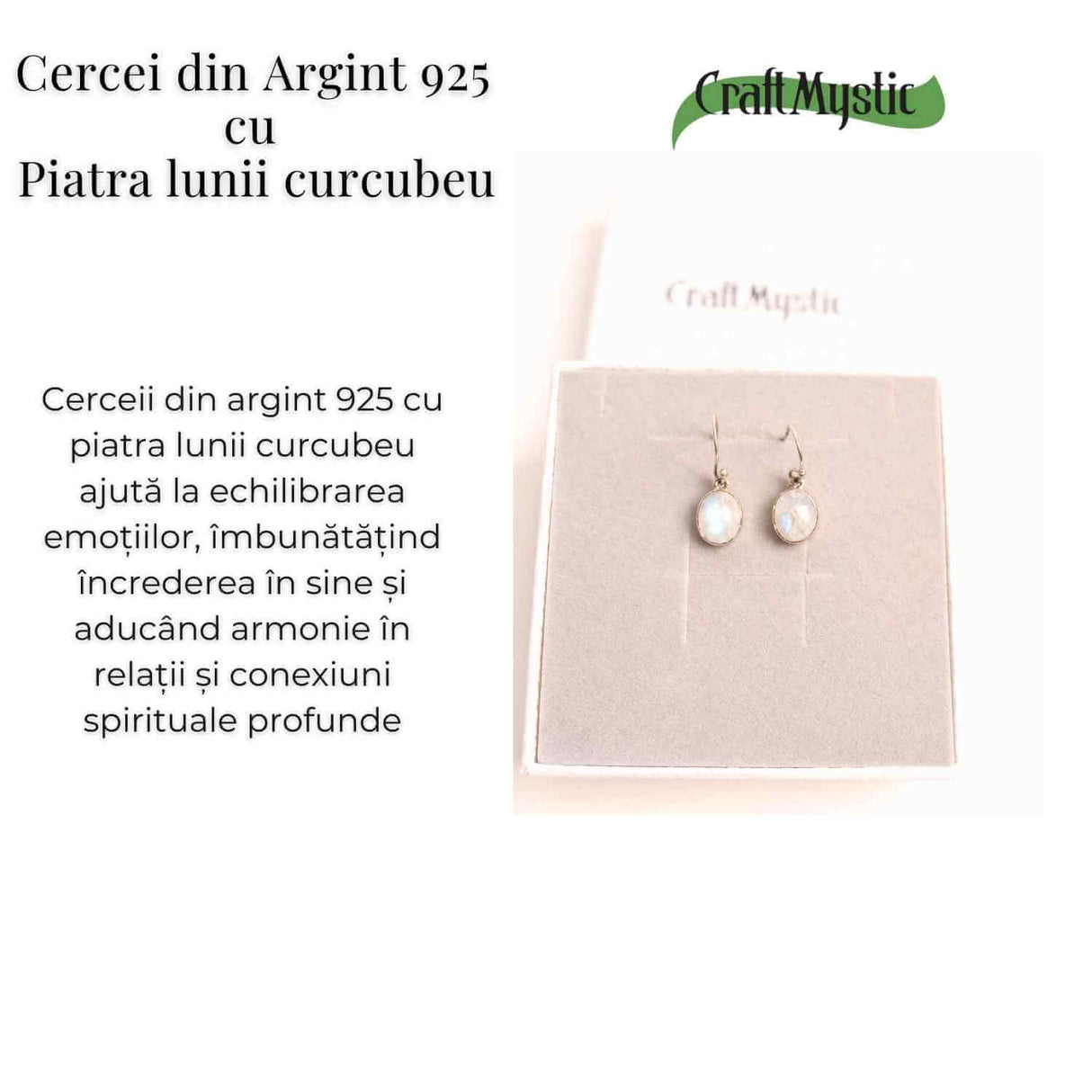 Cercei Piatra Lunii Curcubeu cu Argint 925 - Energie si Intuitie