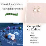Cercei Piatra Lunii Curcubeu cu Argint 925 - Energie si Intuitie