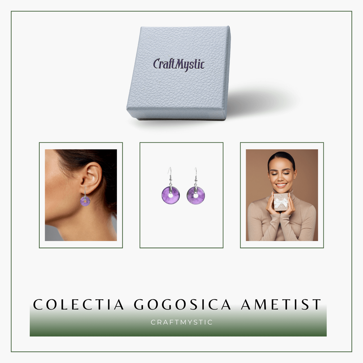 Cercei Argintii in Forma de Gogosica din Ametist - Promoveaza Linistea si Claritatea Mentala