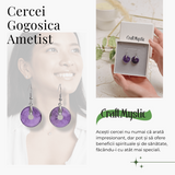 Cercei Argintii in Forma de Gogosica din Ametist - Promoveaza Linistea si Claritatea Mentala