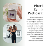 Cercei Argintii in Forma de Gogosica din Ametist - Promoveaza Linistea si Claritatea Mentala