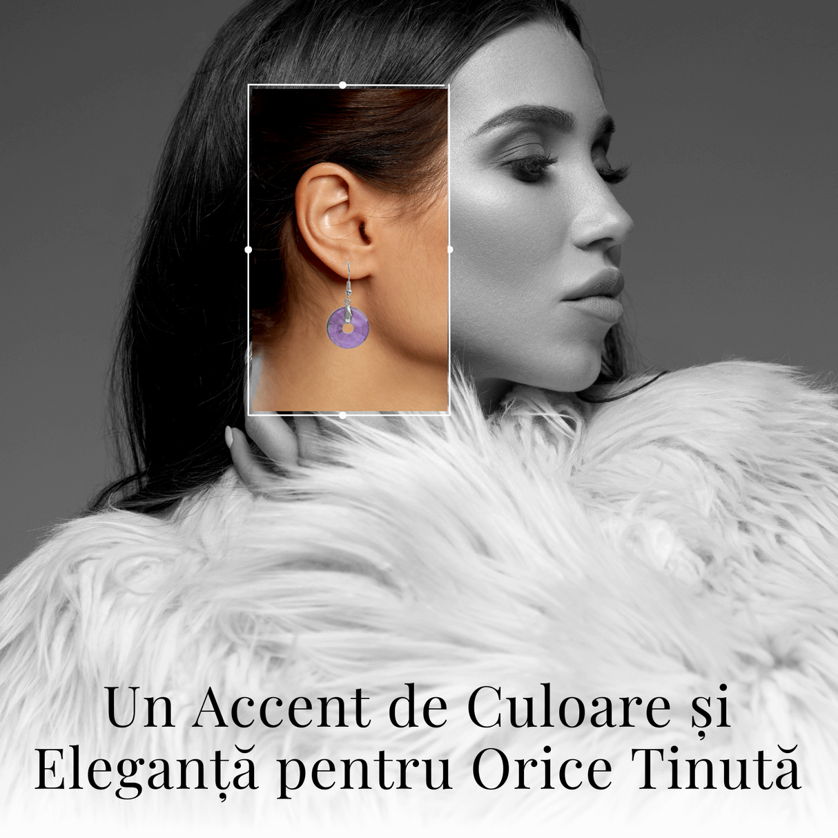 Cercei Argintii in Forma de Gogosica din Ametist - Promoveaza Linistea si Claritatea Mentala