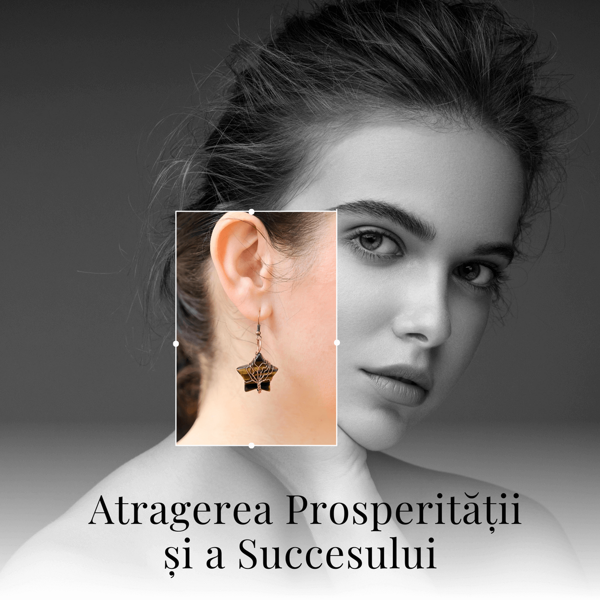 Cercei Eleganti in Forma de Stea cu Piatra Semipretioasa Ochi de Tigru Natural