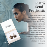 Cercei Eleganti in Forma de Stea cu Piatra Semipretioasa Ochi de Tigru Natural