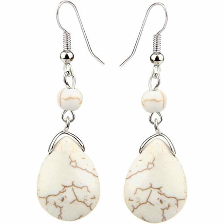 Cercei din Turcoaz cu Textura de Temperament Cercei Lungi Bridal in Culoarea Alba
