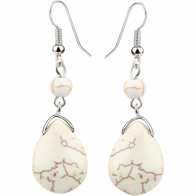 Cercei din Turcoaz cu Textura de Temperament Cercei Lungi Bridal in Culoarea Alba