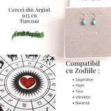 Cercei turcoaz oval din argint 925 – Putere de echilibru si protectie