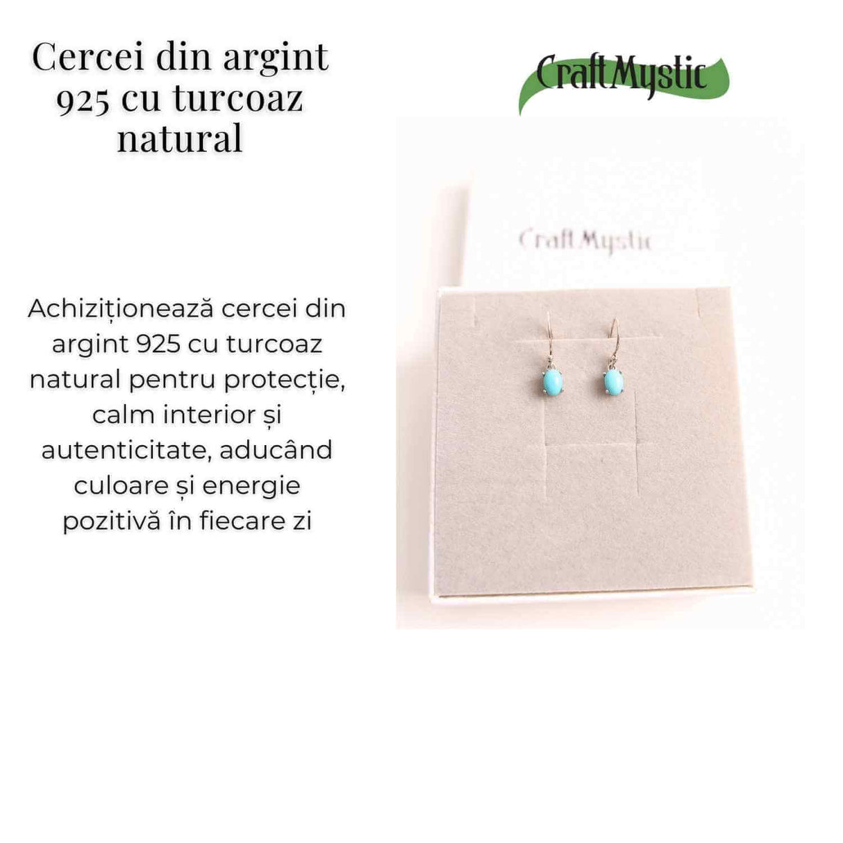 Cercei turcoaz oval din argint 925 – Putere de echilibru si protectie
