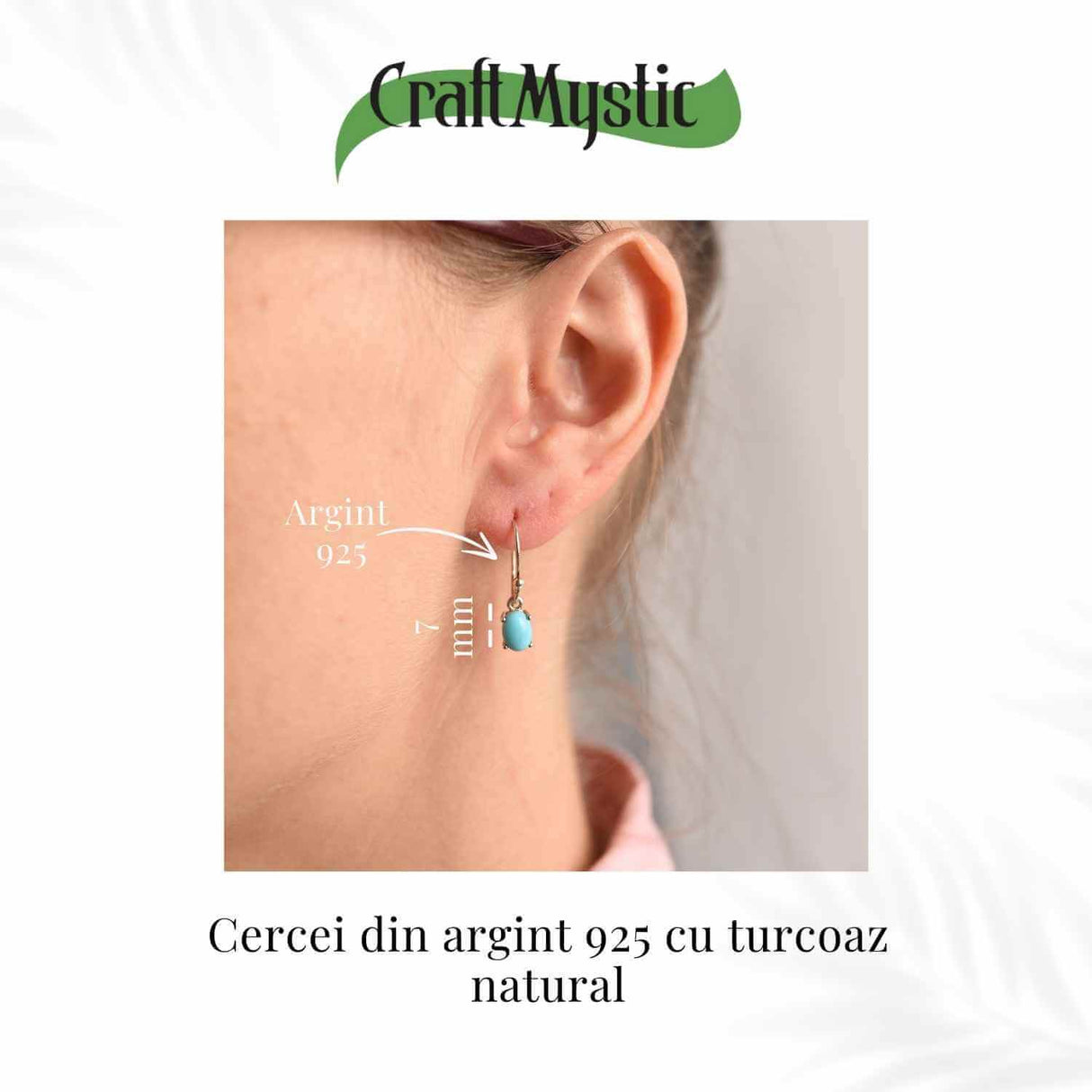 Cercei turcoaz oval din argint 925 – Putere de echilibru si protectie