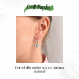 Cercei turcoaz oval din argint 925 – Putere de echilibru si protectie