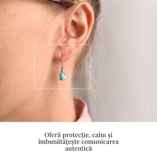 Cercei turcoaz oval din argint 925 – Putere de echilibru si protectie
