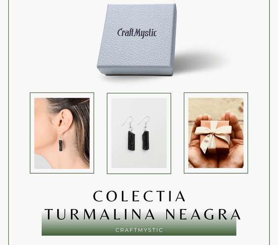 Cercei Argintii cu Turmalina Neagra Bruta 20-25mm