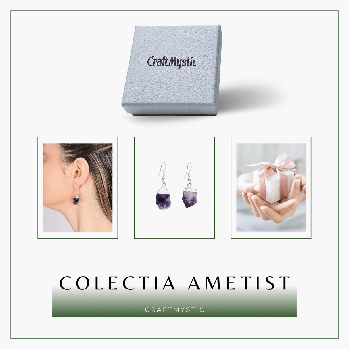 Cercei Argintii cu Varf de Ametist Natural 15-20mm