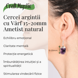 Cercei Argintii cu Varf de Ametist Natural 15-20mm