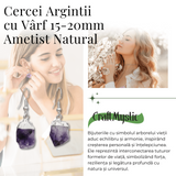 Cercei Argintii cu Varf de Ametist Natural 15-20mm