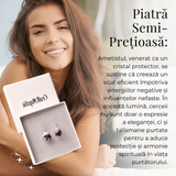 Cercei Argintii cu Varf de Ametist Natural 15-20mm