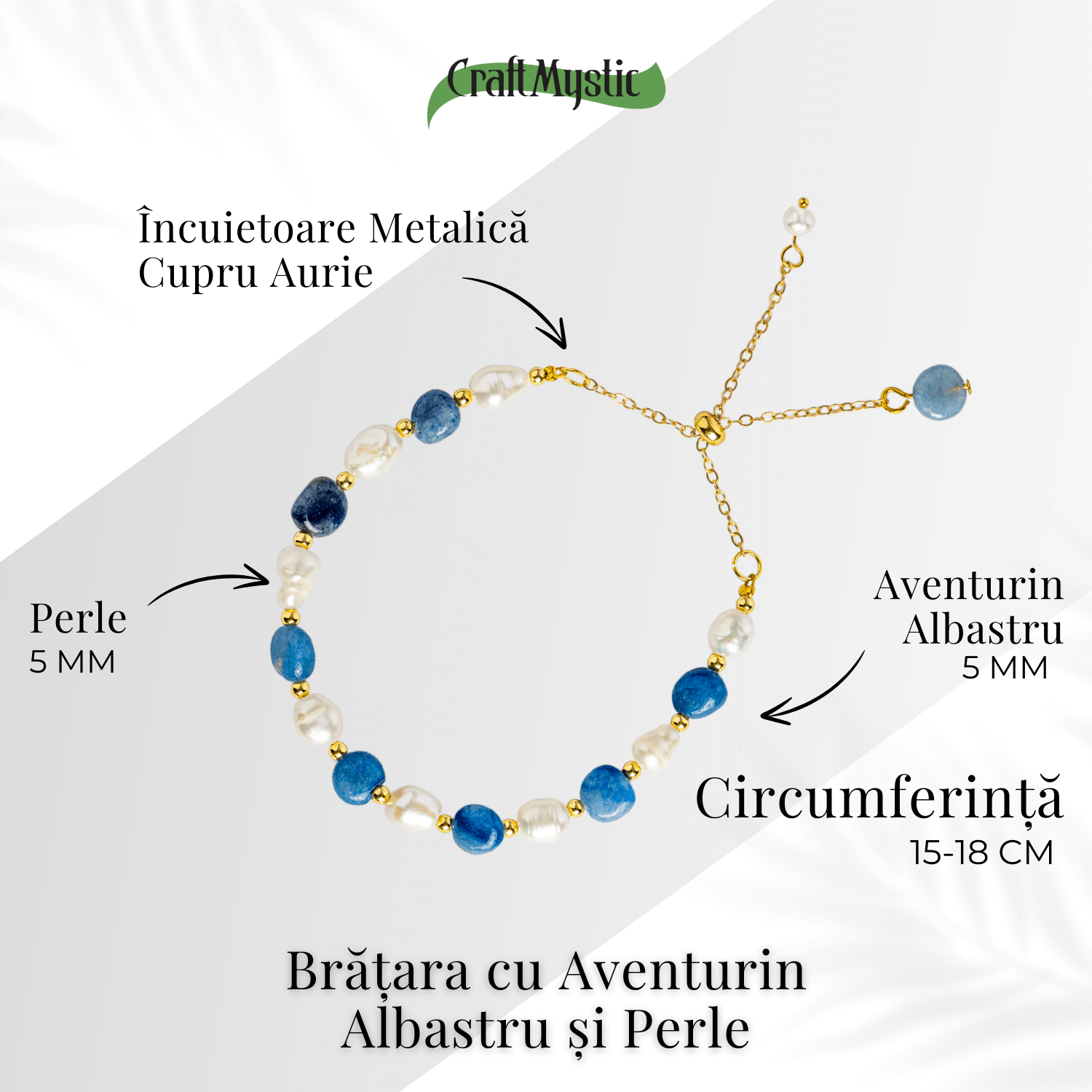 Protectie si claritate – Bratara cu aventurin albastru si perle