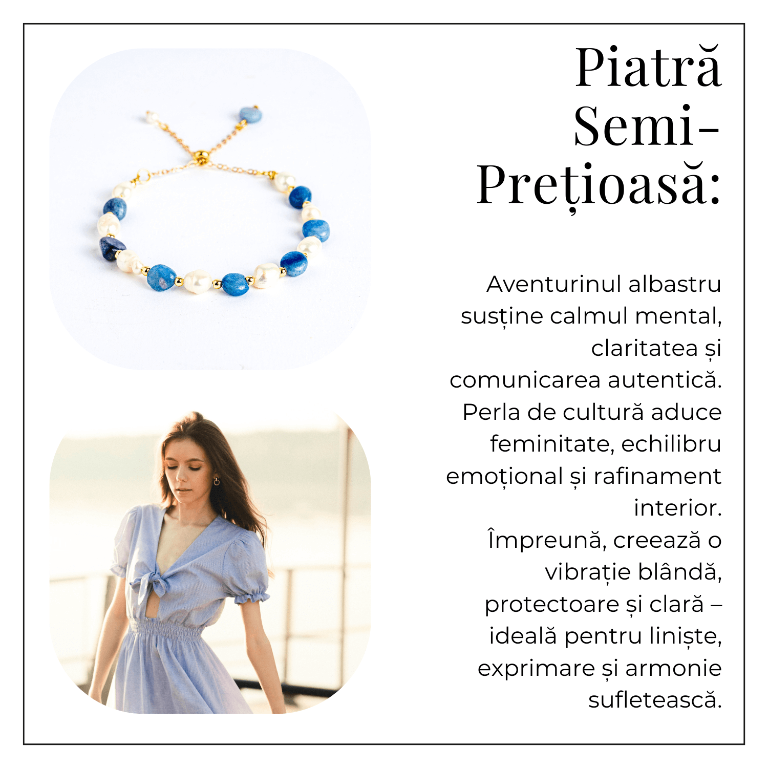 Protectie si claritate – Bratara cu aventurin albastru si perle