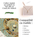 Claritate Mentala si Purificare – Colier din Argint 925 Placat cu Aur 18K cu Cuart de Stanca