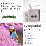Bijuterie de Liniste – Cercei cu Ametist si design Pi